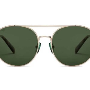 Gold - Green Full Rim Round Sunglasses