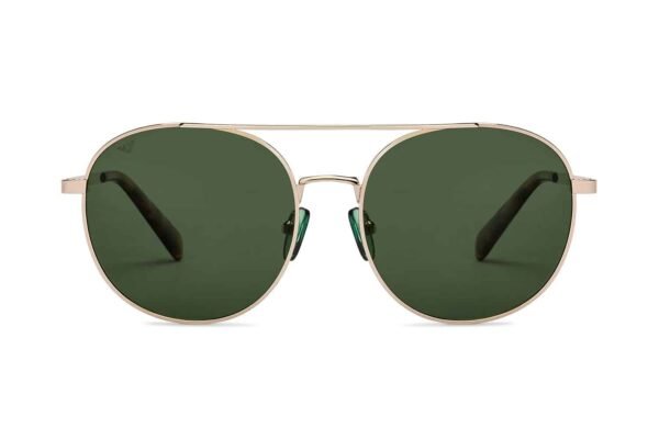 Gold - Green Full Rim Round Sunglasses