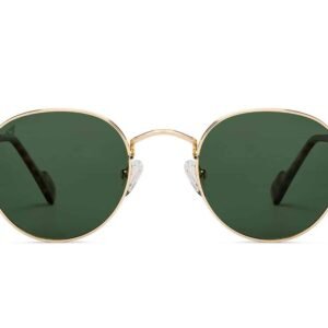 Gold & Green Full Rim Round Sunglasses