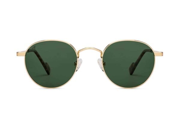 Gold & Green Full Rim Round Sunglasses