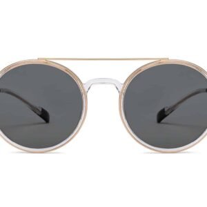 Gold Transparent Full Rim Round Sunglasses