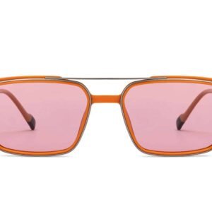 Gunmetal Orange Full Rim Rectangle Square Sunglasses