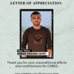 Appreciating Excellence: Arman Siddique Sayed’s Dedication to COBEG News Panel