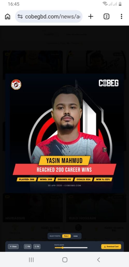 Yasin Mahmud Hits Historic 200 Wins: A Defining Milestone for Wcg eFootball Club Star