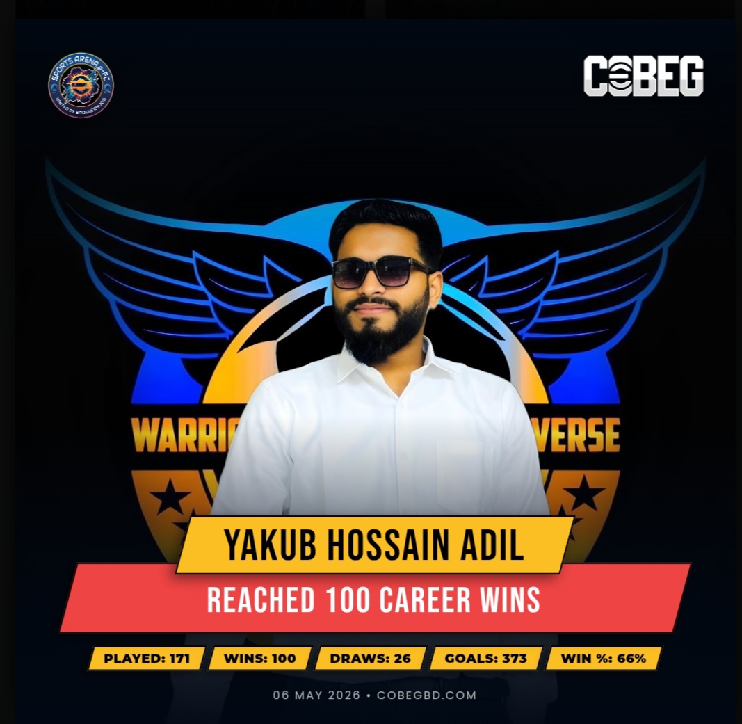Century of Victory: Yakub Hossain Adil Hits 100 Career Wins for Sports Arena Efc