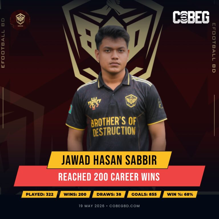 🏆 Jawad Hasan Sabbir Hits 200 Career Wins — Brothers Of Destruction’s Goal Machine Continues His Dominance!