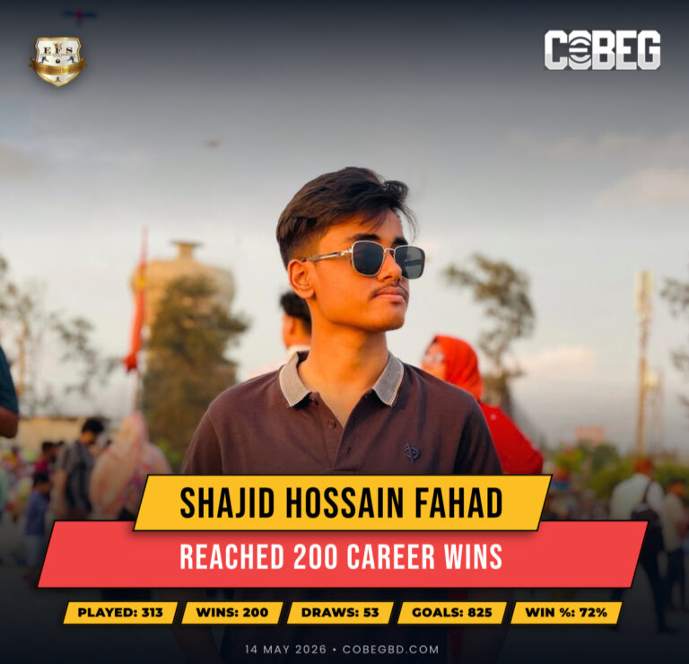 “200 Wins, 825 Goals, One Dominant Legacy — Shajid Hossain Fahad Continues to Rule the eFootball Scene!”