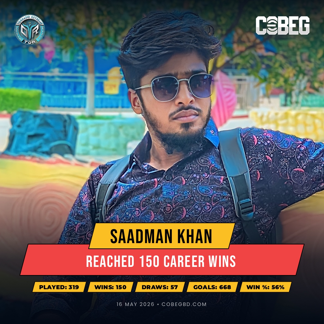 Saadman Khan Hits 150 Career Wins! Tornado Extreme’s Silent Assassin Reaches a Massive Milestone Saadman Khan Hits 150 Career Wins! Tornado Extreme’s Silent Assassin Reaches a Massive Milestone