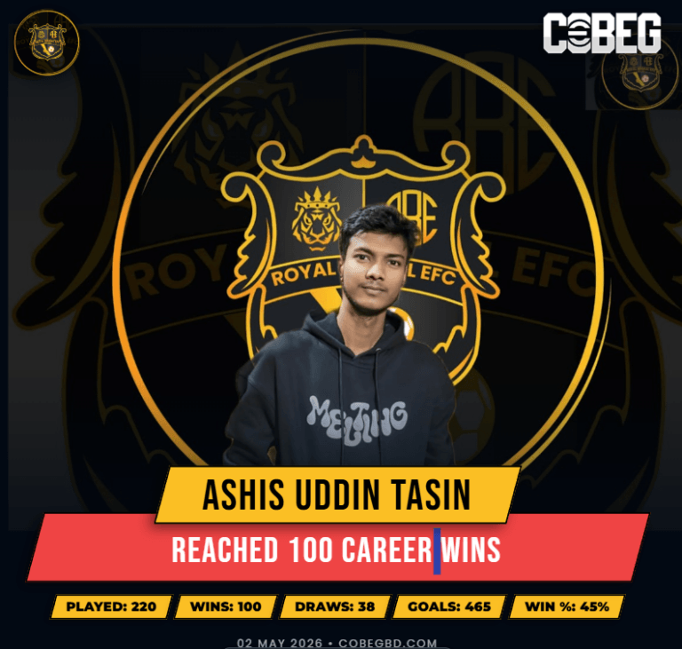 💯 CENTURY OF WINS: Ashis Uddin Tasin Hits Elite Milestone for Royal Bengal EFC!