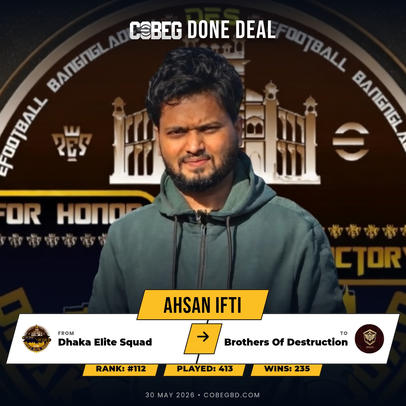 BROTHERS OF DESTRUCTION LAND A GAME-CHANGER! Ahsan Ifti Completes Blockbuster Move from Dhaka Elite Squad, Takes the Iconic No. 10 Shirt