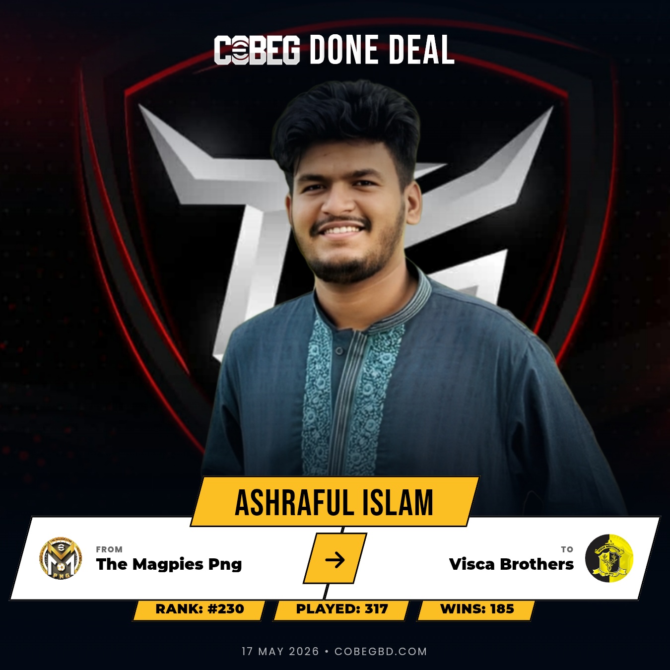 ๐จ VISCA BROTHERS LAND A KILLER! ASHRAFUL ISLAM SIGNS โ NUMBER 9 ARRIVES WITH 1764-POINT PEDIGREE ๐จ VISCA BROTHERS LAND A KILLER! ASHRAFUL ISLAM SIGNS โ NUMBER 9 ARRIVES WITH 1764-POINT PEDIGREE