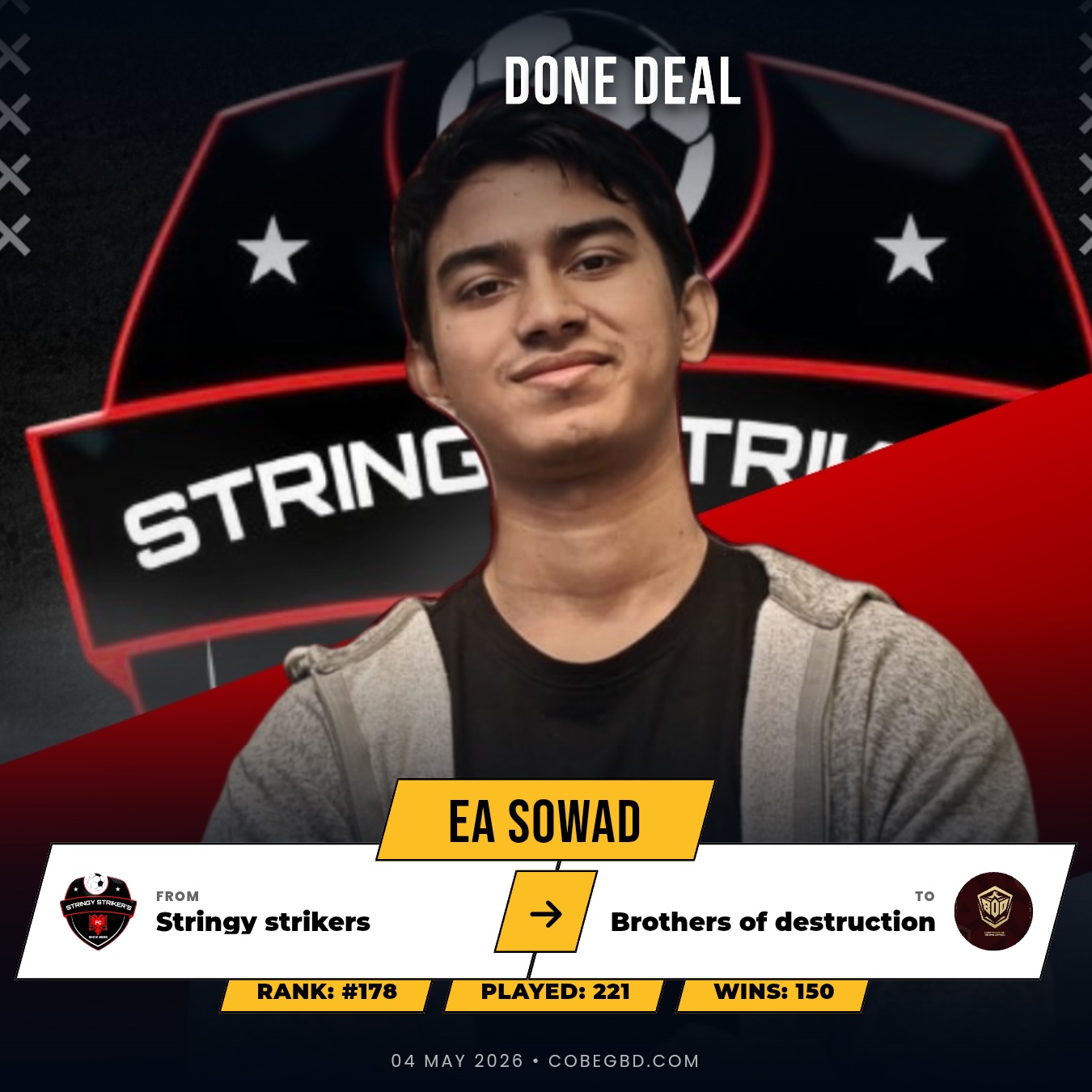 DESTRUCTION MODE ACTIVATED: EA Sowad Joins Brothers of Destruction – No.33 Set to Dominate the MAIN Squad!