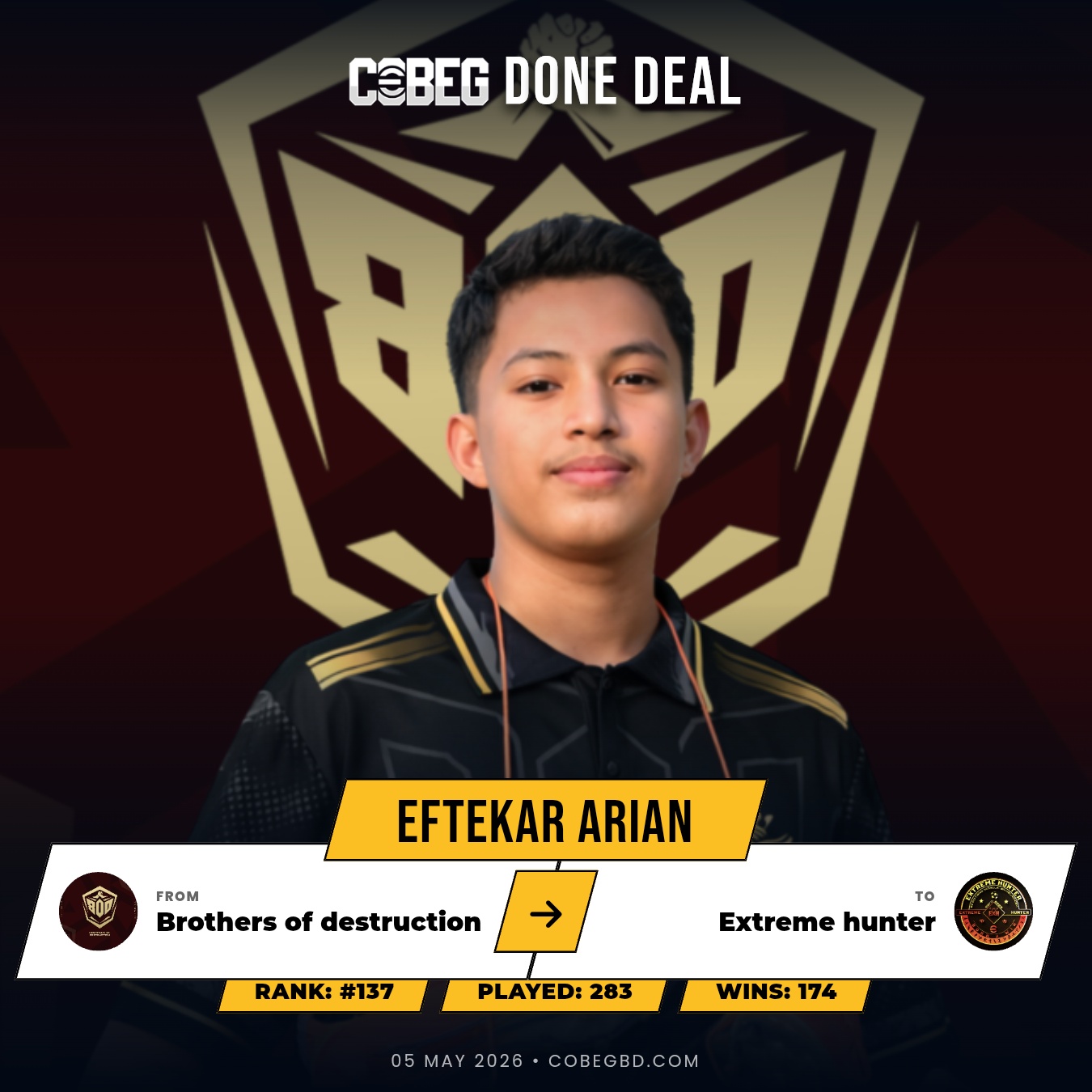 HUNTERS LEVEL UP: Eftekar Arian Completes Power Move to Extreme Hunter – No.18 Ready to Lead the MAIN Squad!