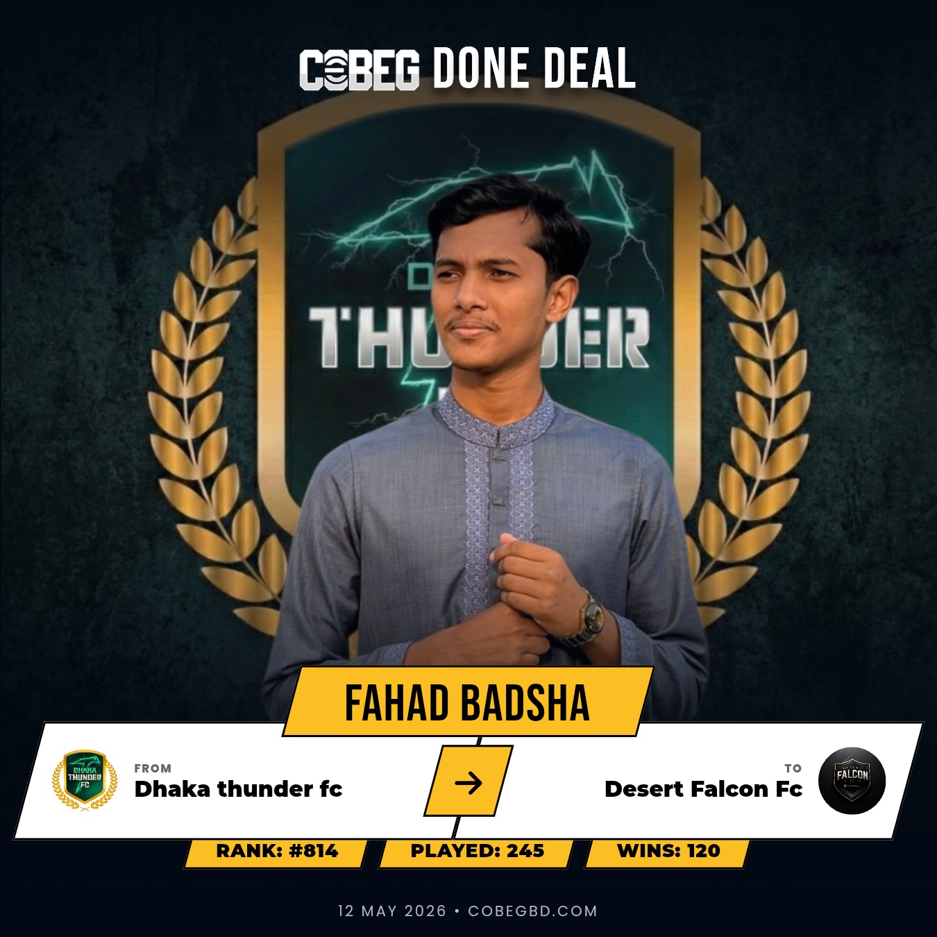 🔥 DESERT FALCON FC STRIKE BIG — FAHAD BADSHA SIGNS, NO.56 READY TO DOMINATE!