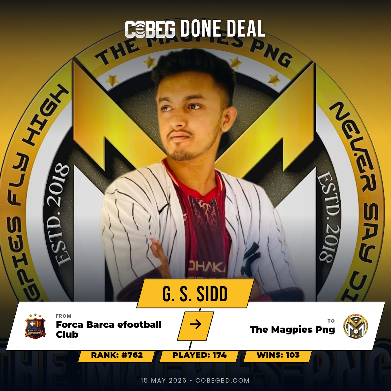 The Magpies Png Secure Academy Gem G. S. Sidd in Major Move From Forca Barca eFootball Club! The Magpies Png Secure Academy Gem G. S. Sidd in Major Move From Forca Barca eFootball Club!