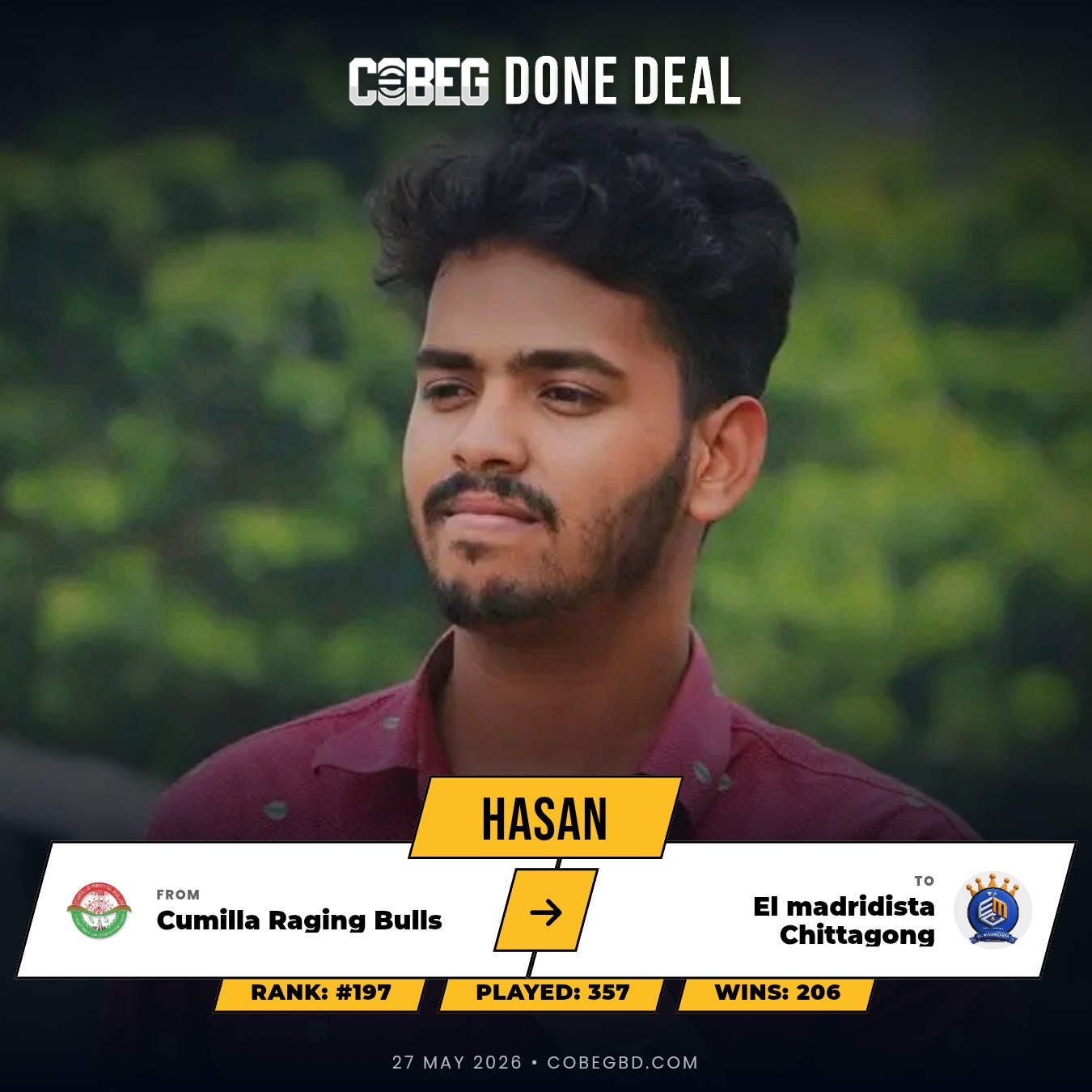 🚨 HASAN TO EL MADRIDISTA CHITTAGONG — THE NO.7 ARRIVES WITH A STATEMENT! 🚨