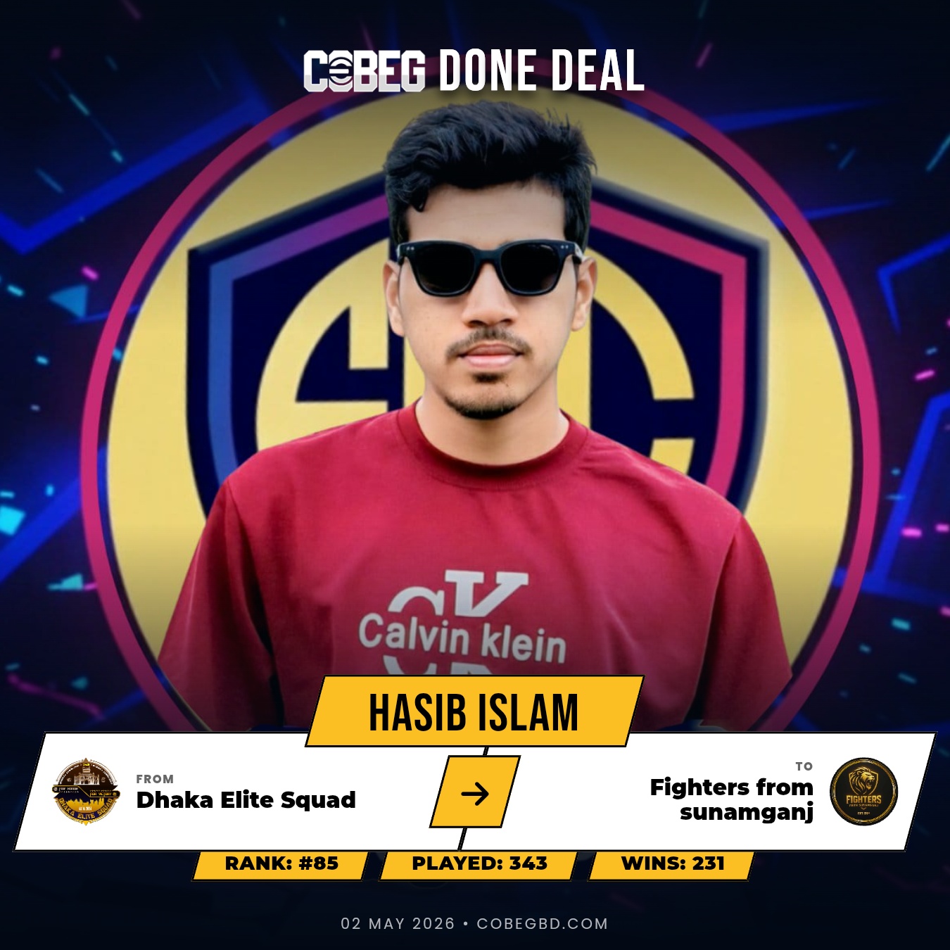 Fighters from Sunamganj Drop a Bombshell — Hasib Islam Signs with 2,273-Point Legacy!