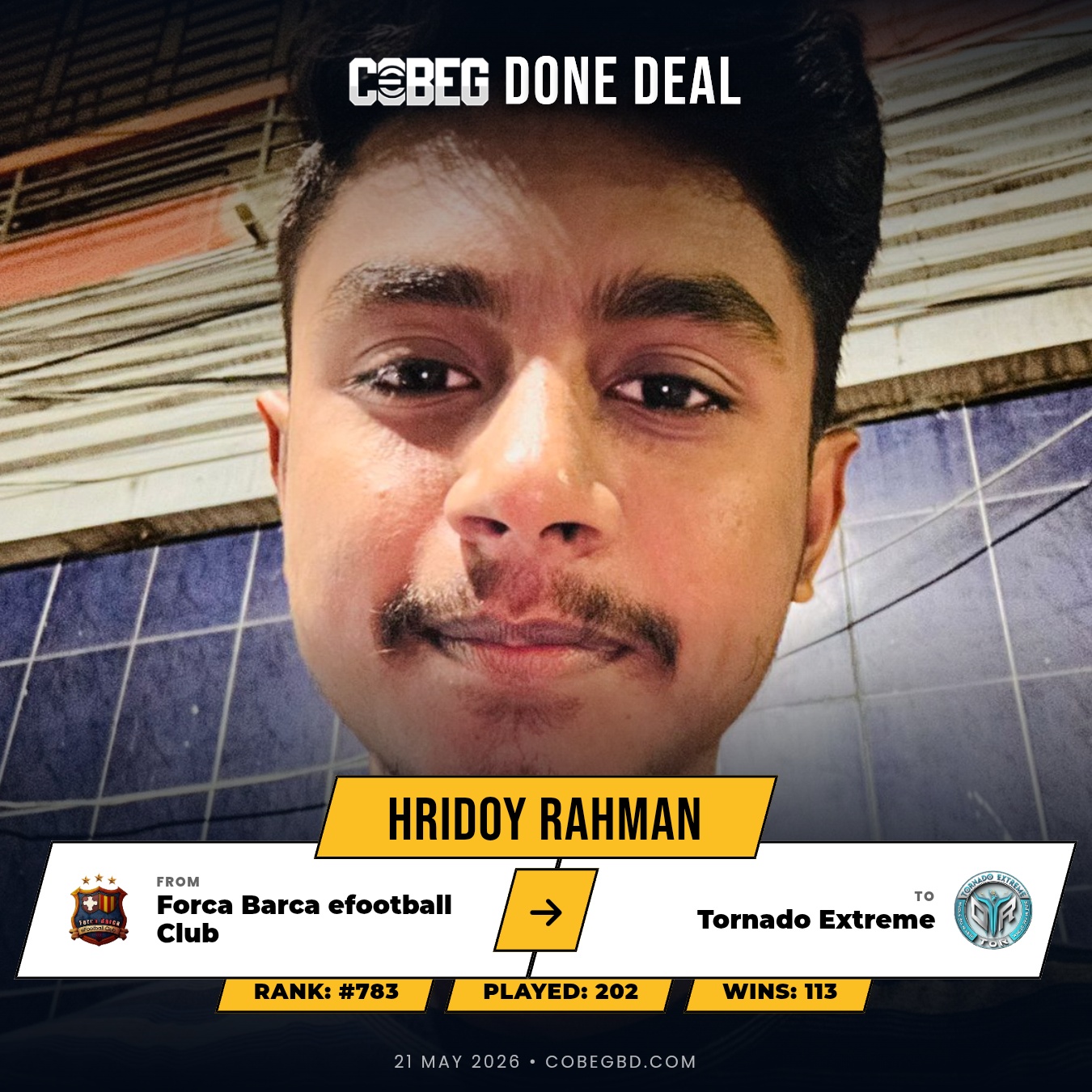 Tornado Extreme Strike Again — Hridoy Rahman Joins the Storm in a Major Midfield Statement! 💥 Tornado Extreme Strike Again — Hridoy Rahman Joins the Storm in a Major Midfield Statement! 💥