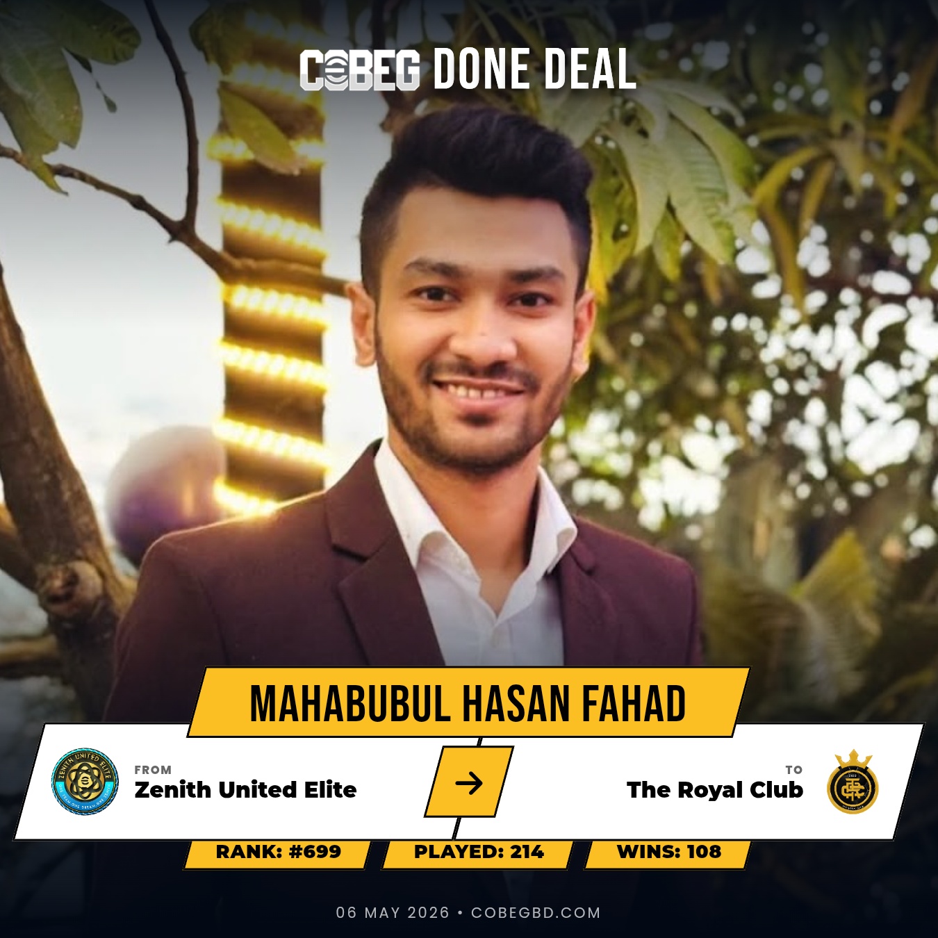 The Royal Club Make Their Move: Mahabubul Hasan Fahad Signs From Zenith United Elite 🔥