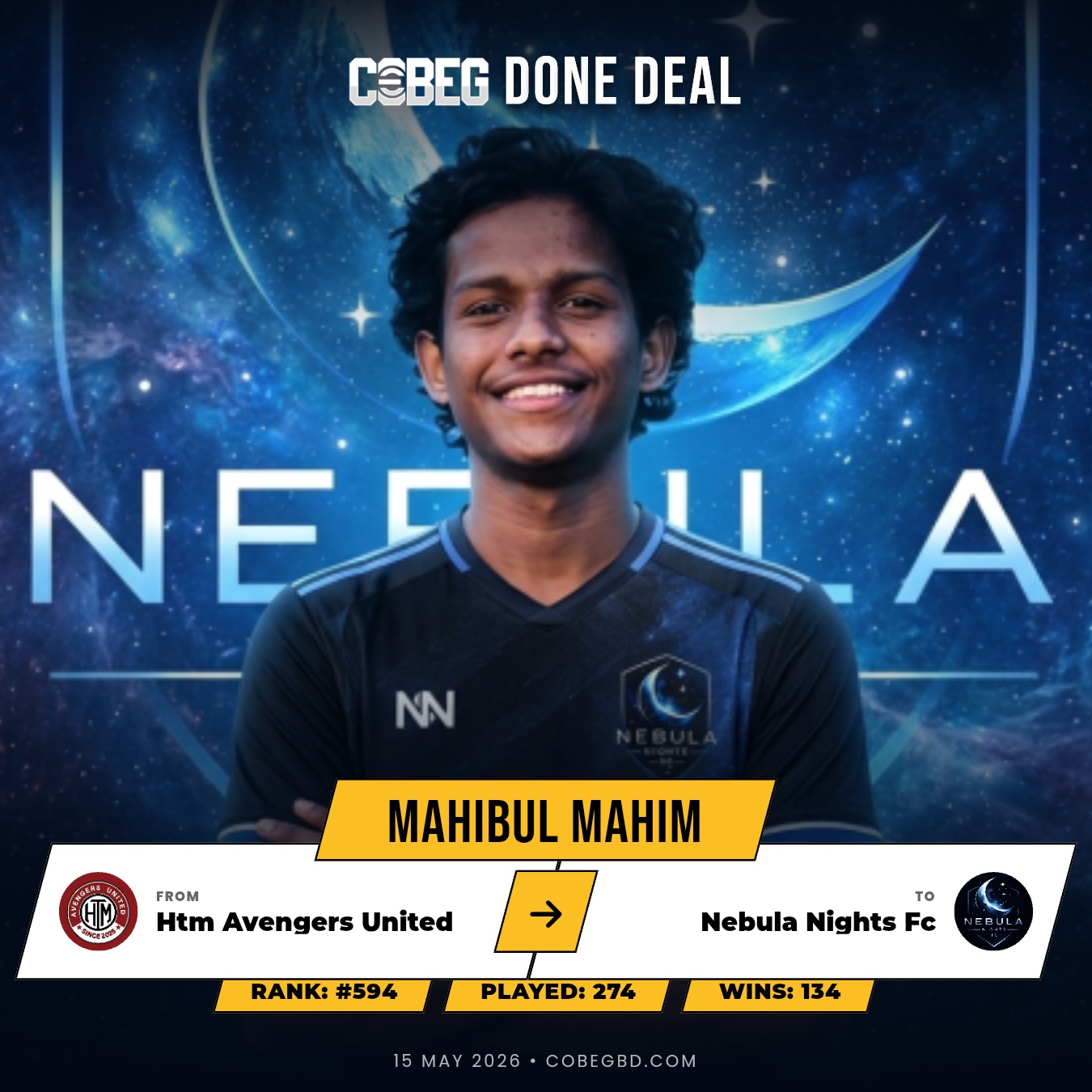 NEBULA NIGHTS FC ADD FIREPOWER: Mahibul Mahim Seals Major Transfer From Htm Avengers United! NEBULA NIGHTS FC ADD FIREPOWER: Mahibul Mahim Seals Major Transfer From Htm Avengers United!