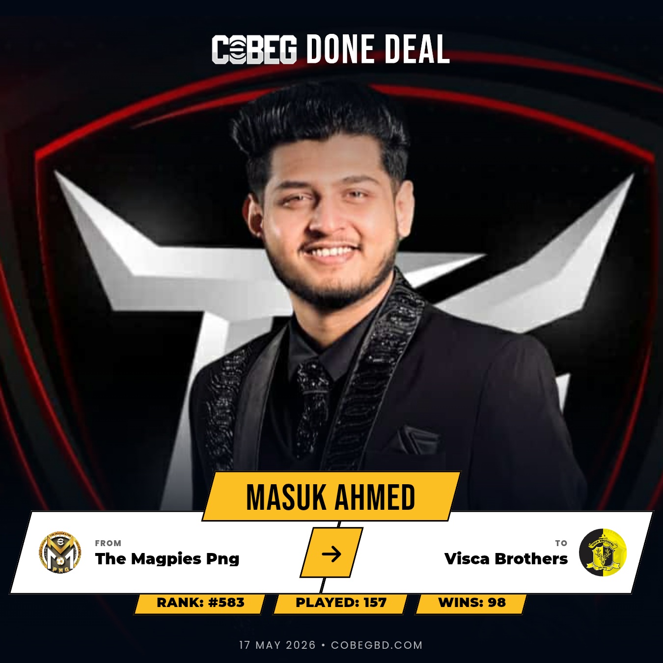 VISCA BROTHERS LAND A SERIAL WINNER! Masuk Ahmed Joins From The Magpies Png To Lead The Line In No.9 Shirt 💥