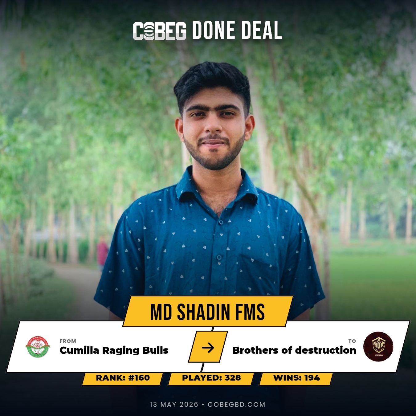🔥 BROTHERS OF DESTRUCTION UNLEASH A NEW NO.9 — MD SHADIN FMS SIGNS IN A STATEMENT MOVE!