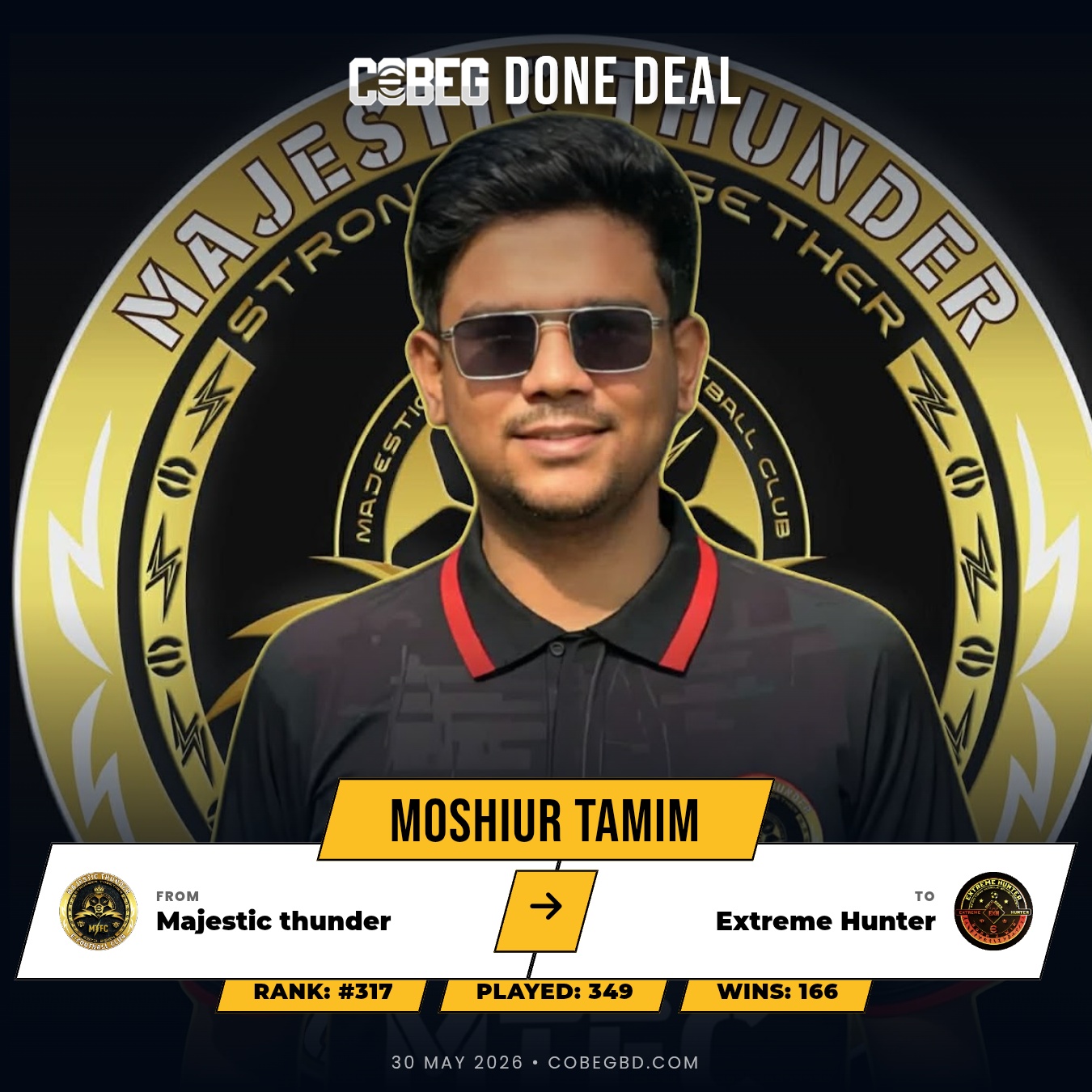 OFFICIAL: Moshiur Tamim Joins Extreme Hunter Academy — Rising Talent Secured from Majestic Thunder in Strategic Move