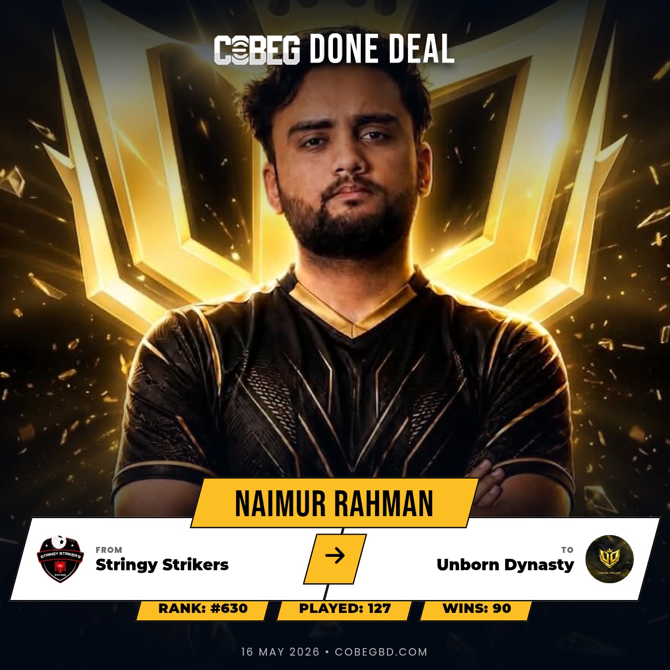 UNBORN DYNASTY STRIKE BIG! Naimur Rahman Arrives From Stringy Strikers To Command The Midfield In Shirt No. 6