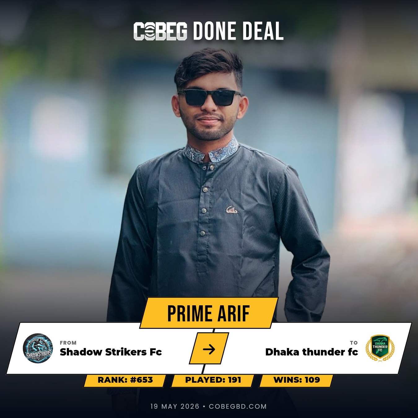 ๐จ PRIME ARIF COMPLETES SHOCK MOVE TO DHAKA THUNDER FC โ #42 READY TO IGNITE THE STORM! ๐จ PRIME ARIF COMPLETES SHOCK MOVE TO DHAKA THUNDER FC โ #42 READY TO IGNITE THE STORM!