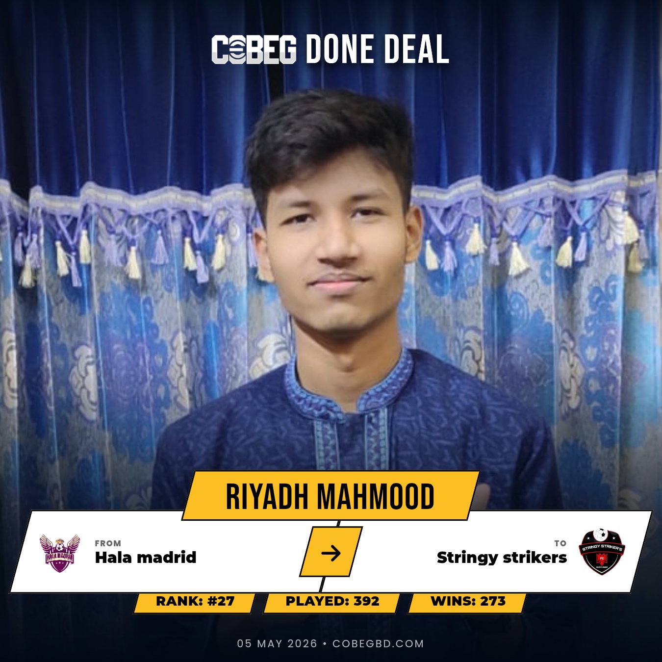 STRINGY STRIKERS STRIKE GOLD! Riyadh Mahmood Seals Blockbuster Move in #8 Shirt
