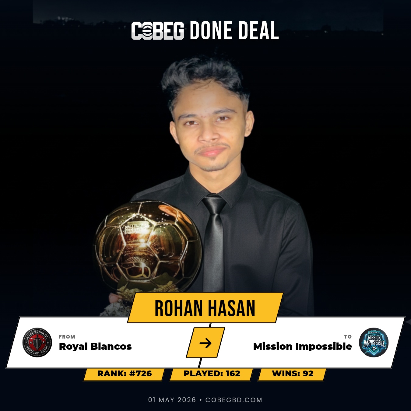 MISSION IMPOSSIBLE PULL OFF A MASTERSTROKE: ROHAN HASAN SIGNS IN STATEMENT DEAL! 🔥