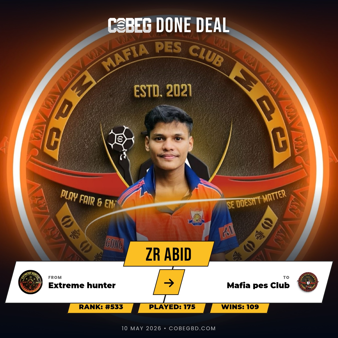 MAFIA PES CLUB LAND THEIR LEADER: ZR Abid Completes Blockbuster Move – No.1 Takes Charge of the MAIN Squad!