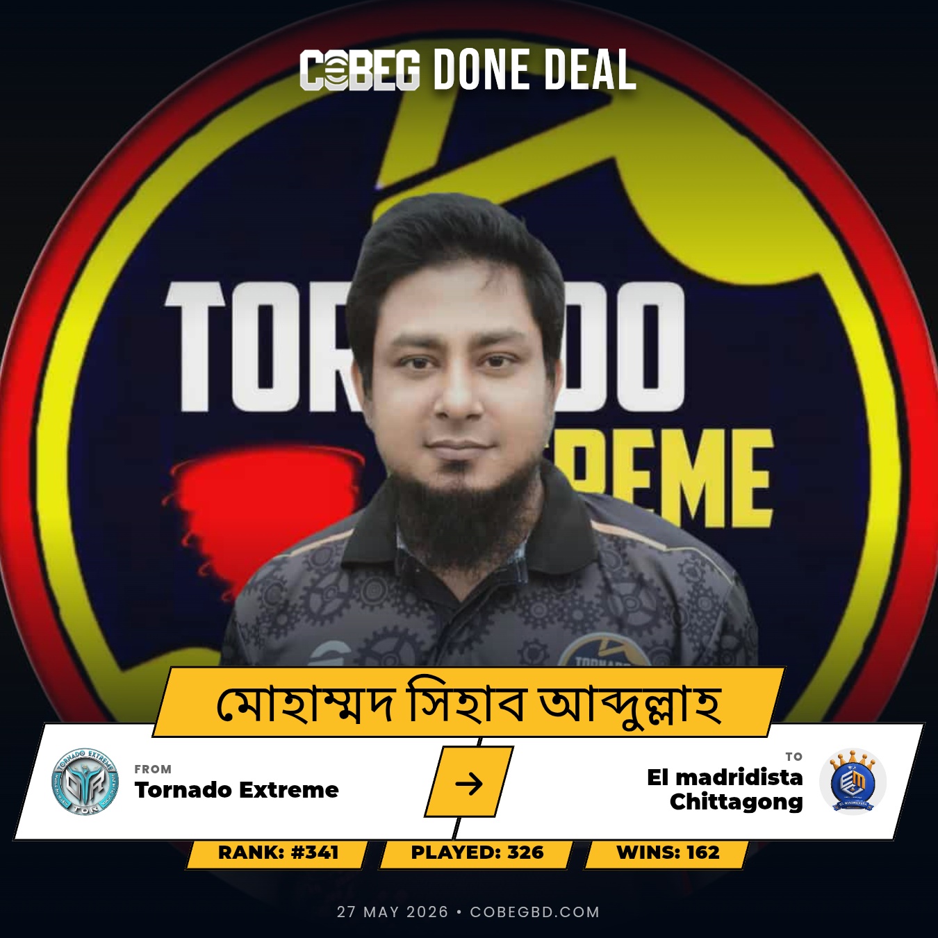 মোহাম্মদ সিহাব আব্দুল্লাহ officially joins El madridista Chittagong from Tornado Extreme