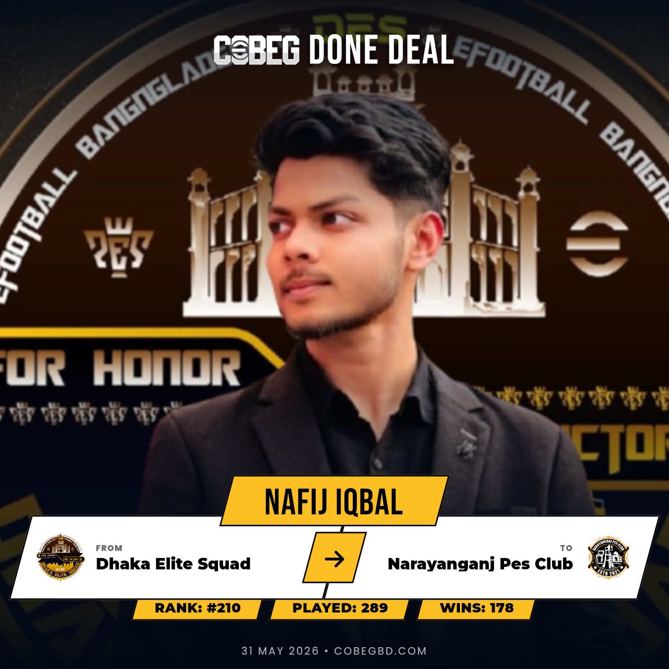 🚨 TRANSFER CONFIRMED: NAFIJ IQBAL JOINS NARAYANGANJ PES CLUB! 🔥 🚨 TRANSFER CONFIRMED: NAFIJ IQBAL JOINS NARAYANGANJ PES CLUB! 🔥